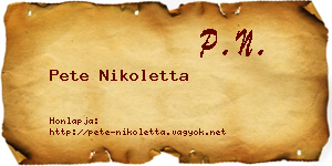 Pete Nikoletta névjegykártya